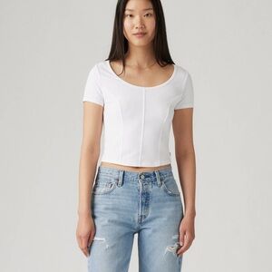 Levi's Classic White Mars Corset Short Sleeve Top -NWOT